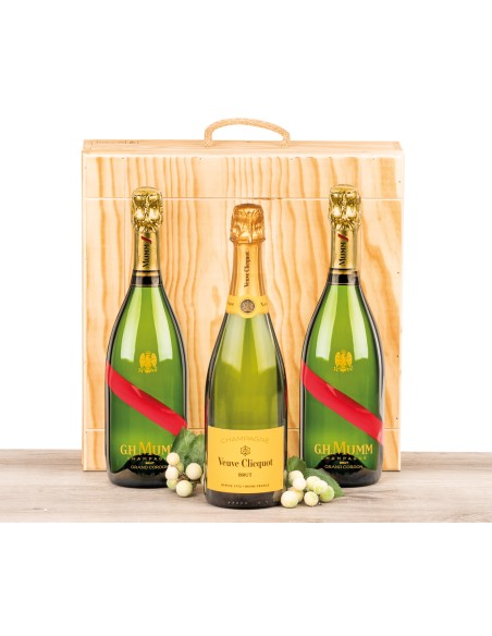 Caja madera Champagne G.H. Mumm y Veuve Cliquot 7004
