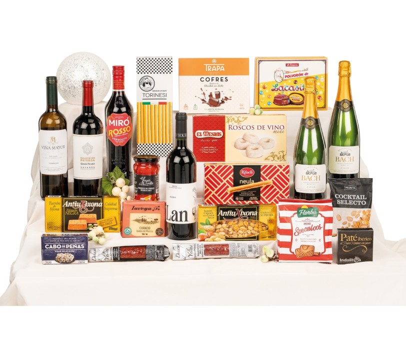 Lote de Navidad para empresas con Rioja LAN Reserva y cava Bach Extrísimo