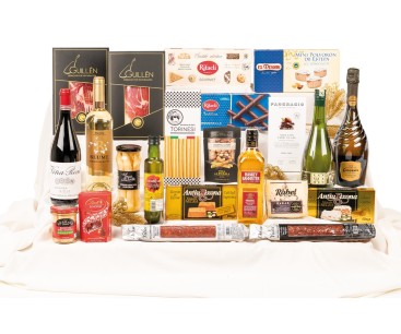 Lote de Navidad para empresas con whisky Hankey Bannister SFWSC y queso Rabel trufado