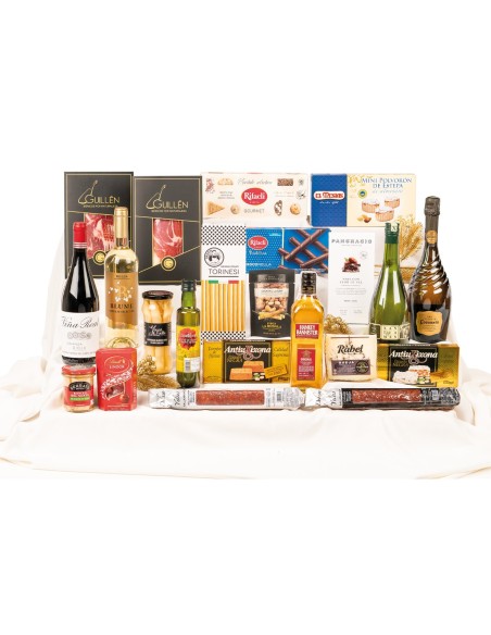 Lote de Navidad para empresas con whisky Hankey Bannister SFWSC y queso Rabel trufado