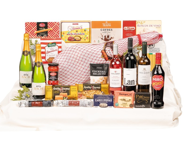 Lote de Navidad premium con paleta Llorente, Rioja LAN Reserva y RolinBox