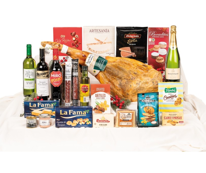 Lote de Navidad con jamón Reserva Sánchez Alcaraz y queso Torrecampos en RolinBox
