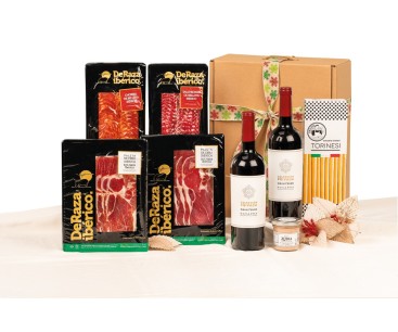 Surtido gourmet de Navidad con paleta ibérica DERAZA y vino Gran Feudo Navarra