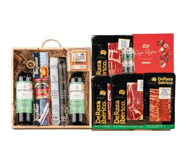 Surtido de Navidad Gourmet con vino MONTECILLO Reserva e ibéricos