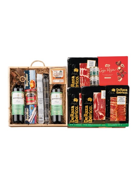 Surtido de Navidad Gourmet con vino MONTECILLO Reserva e ibéricos