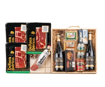Surtido de Navidad Gourmet con vino MONTE REAL Reserva
