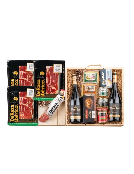 Surtido de Navidad Gourmet con vino MONTE REAL Reserva