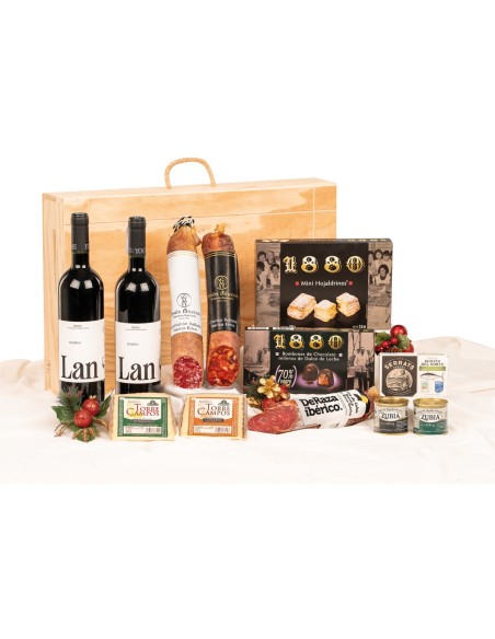 Surtido de Navidad Gourmet con lomo DERAZA y vino Rioja LAN Reserva