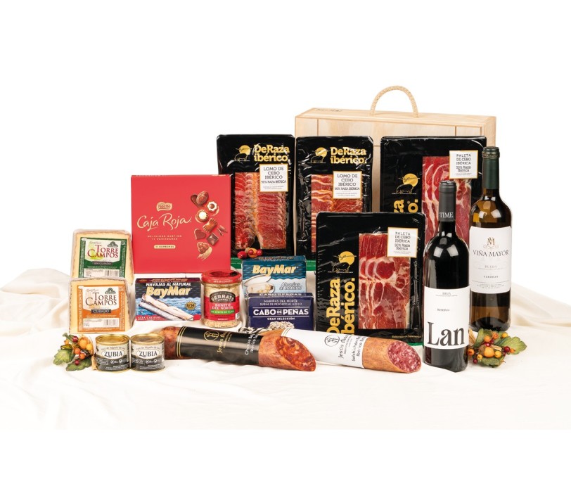 Surtido de Navidad Gourmet con ibéricos y Rioja LAN