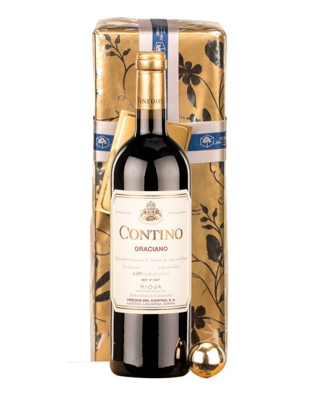 Botella de vino Contino Graciano CVNE Rioja en estuche de cartón individual