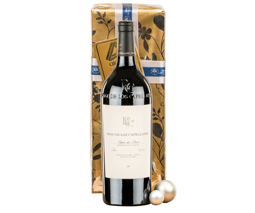 Botella de vino Pago de los Capellanes Reserva Ribera del Duero en estuche