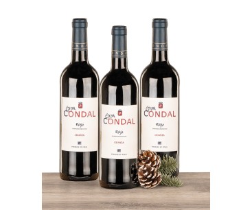 Caja lujo precintada con 3 botellas de vino Rioja Gran Condal Crianza