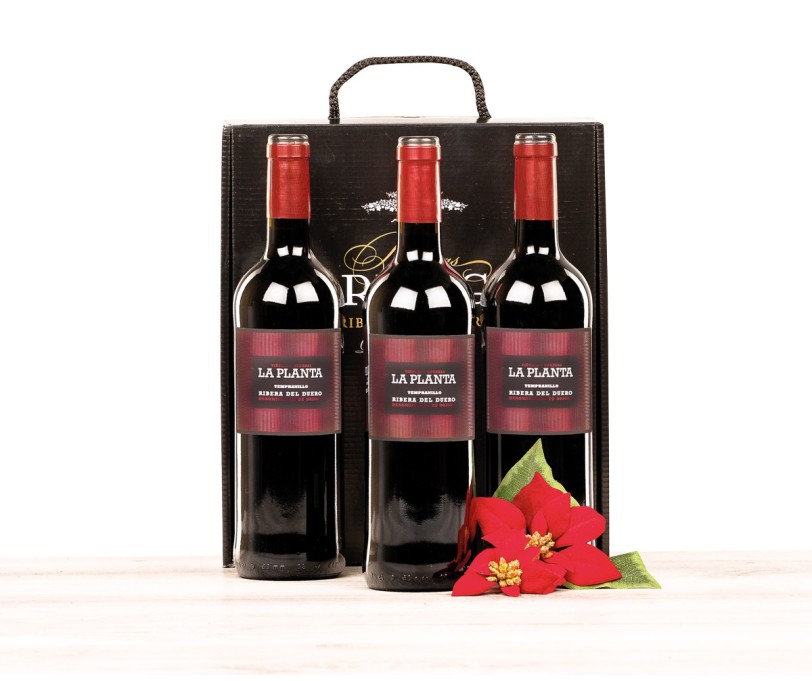 Estuche lujo con 3 botellas de vino Ribera del Duero La Planta Arzuaga