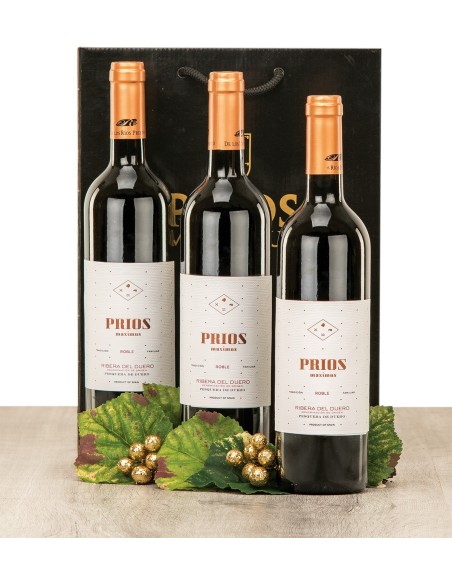 Estuche lujo con 3 botellas de vino Ribera Prios Maximus Roble Pesquera