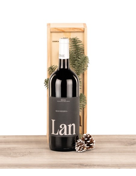 Estuche de madera con botella Magnum de Rioja LAN Gran Reserva