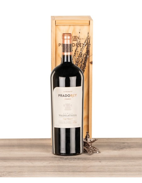 Estuche de madera con botella Magnum de Ribera Prado Rey Valdelayegua