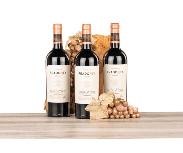 Estuche con 3 botellas de vino Ribera Prado Rey Finca Valdelayegua Crianza
