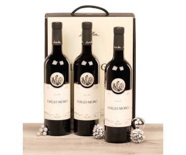 Estuche con 3 botellas de vino Ribera Emilio Moro 12 Meses en Barrica