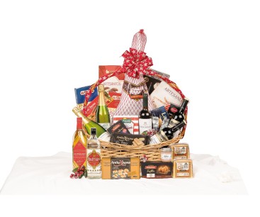 Cesta arco alto especial con paleta Llorente, ginebra British Premium CWSA y cava Codorniu