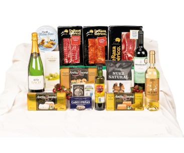 Lote de Navidad sin gluten para empresas con ibéricos Deraza y cava Bach