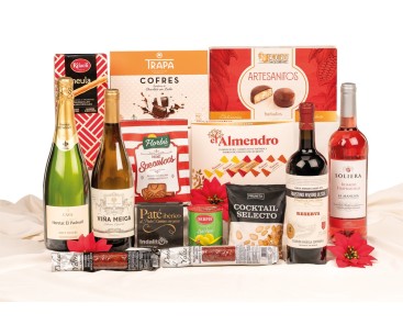 Lote de Navidad para empresas con ibéricos bellota y vino reserva Faustino Rivero