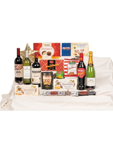 Lote de Navidad premium con ibéricos bellota, cava Bach y vino reserva