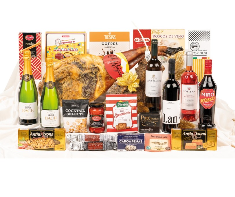 Lote de Navidad lujo con paleta ibérica El Raigal y Rioja LAN Reserva en RolinBox