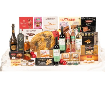 Lote de Navidad lujo con paleta ibérica El Raigal, cava Ars Collecta y ginebra Ampersand