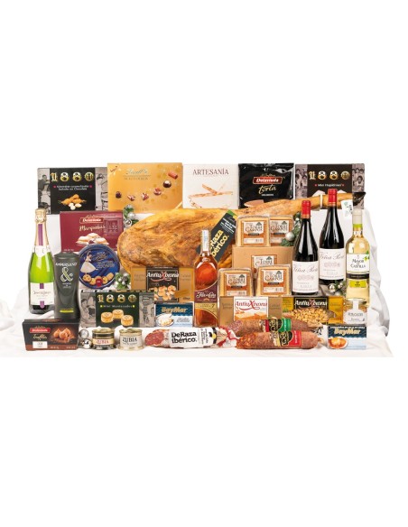 Lote de Navidad lujo con jamón ibérico Deraza, espumoso Juvé & Camps y foie Zubia