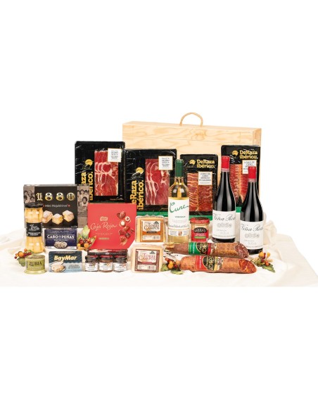 Surtido de Navidad Gourmet con VIÑA REAL y TORRECAMPOS y productos ibéricos