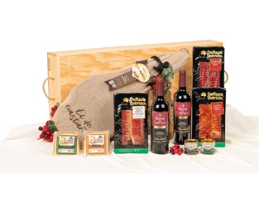 Surtido de Navidad con paleta COREN Gran Reserva en caja de madera