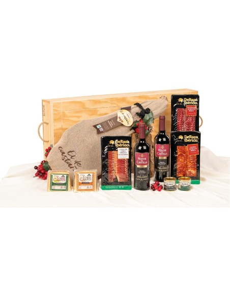 Surtido de Navidad con paleta COREN Gran Reserva en caja de madera