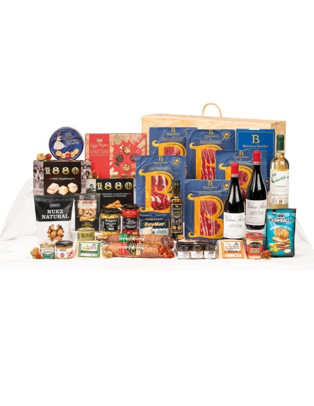 Surtido de Navidad Gourmet con ibéricos y vino VIÑA REAL