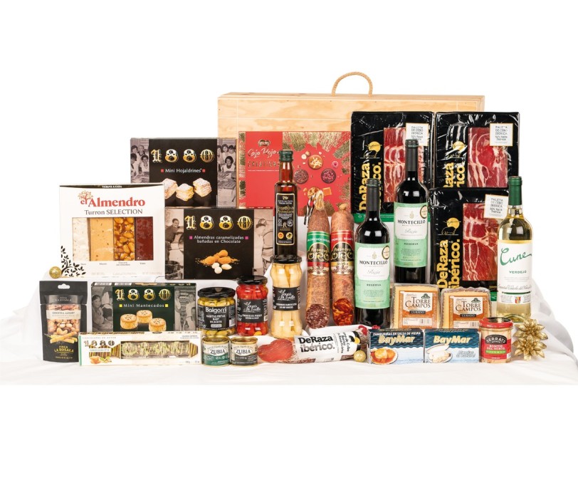 Surtido de Navidad Gourmet con Rioja MONTECILLO Reserva y productos ibéricos